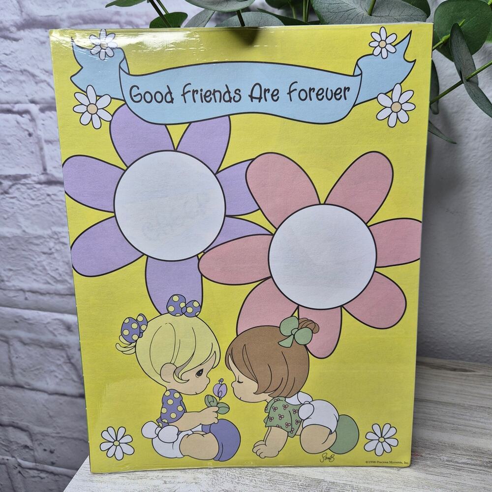 Vintage 1998 Precious Moments Good Friends Forever Die Cut Paper Scrapbook Sheet